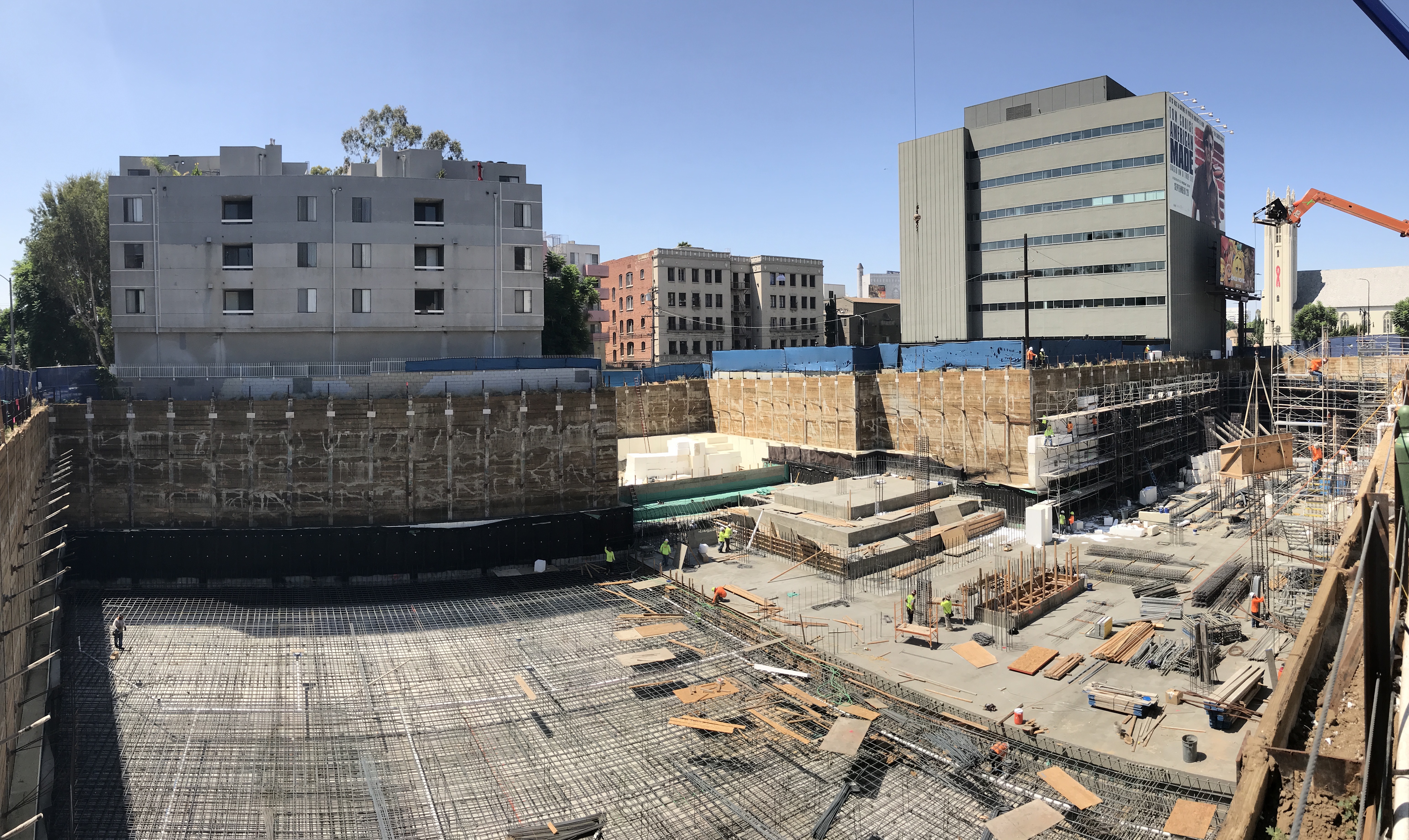 Vapor intrusion system being installed in building foundation.