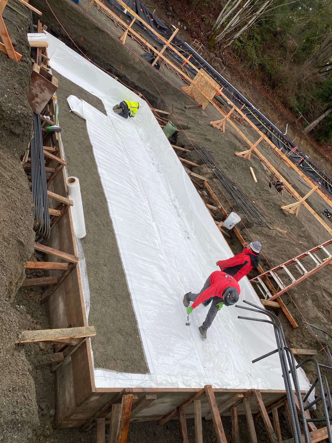 Elevator pit at job site.