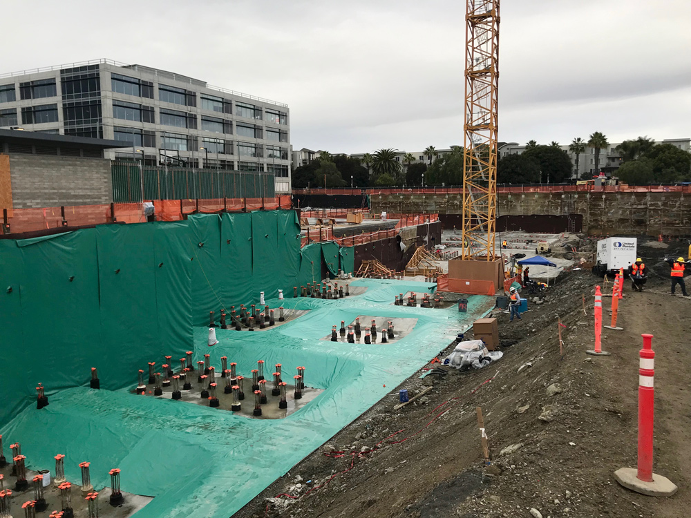 EPRO commercial waterproofing system being installed in a foundation.